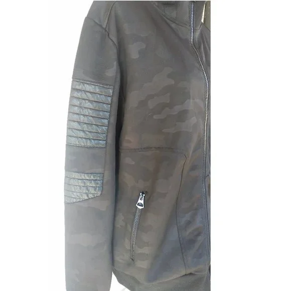 TRU LEGEND XL BLACK CAMO JACKET w HOOD FRONT ZIP Mens goth gothic witch